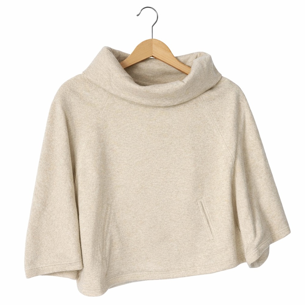 Old Navy Cream Cape/Poncho Sweatshirt Kids Large. Cream Gold Cowl Neck Cozy